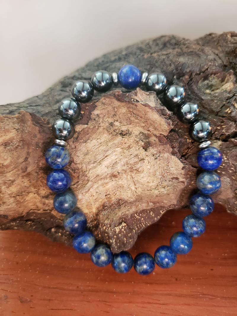 Bracelet en lapis-lazuli et hématite 