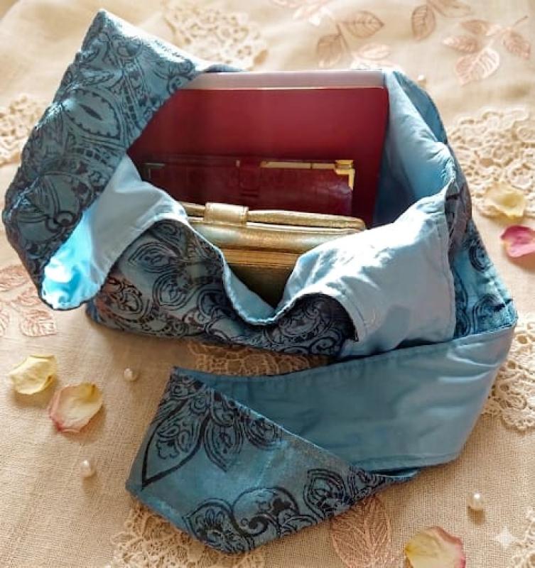 Sac japonais brocard bleu