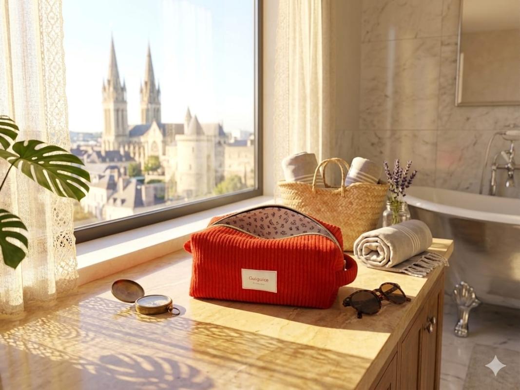 Trousse velours côtelé rouge