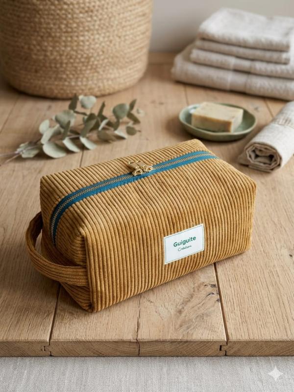 Trousse velours côtelé ocre