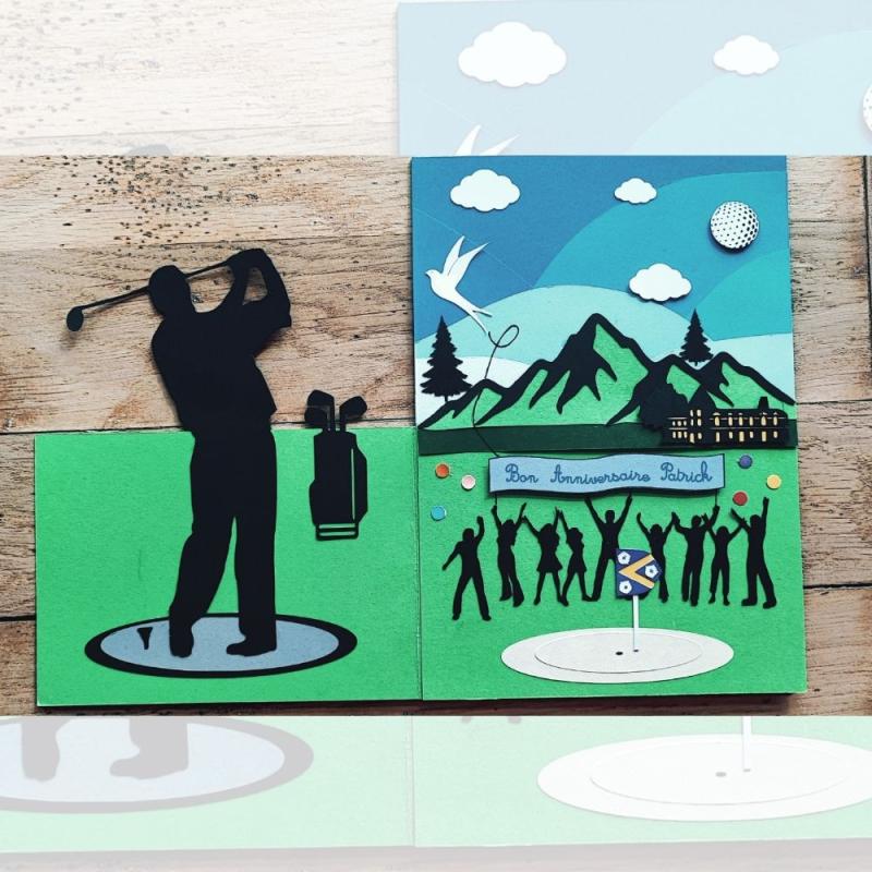Carte anniversaire golf, golfeur