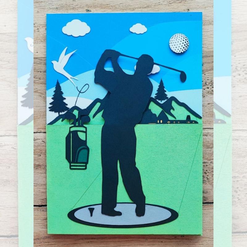 Carte anniversaire golf, golfeur