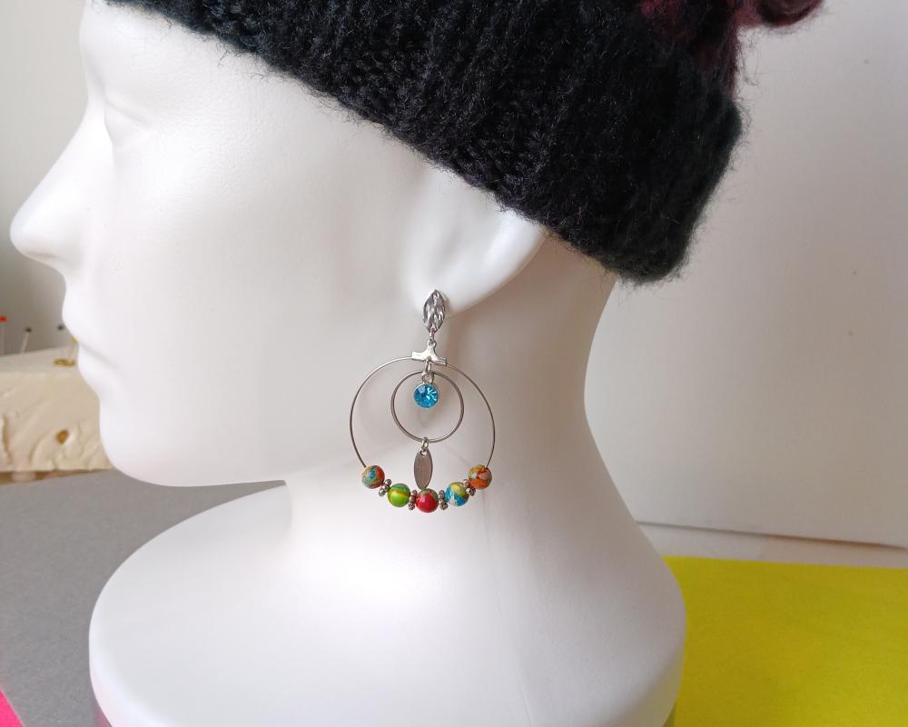 Boucles d'oreilles '' auréna '' en acier inoxydable
