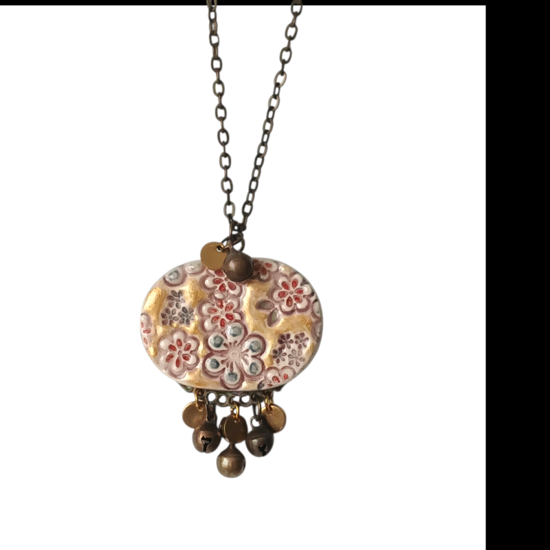 Collier '' Avril '' médaillon céramique 