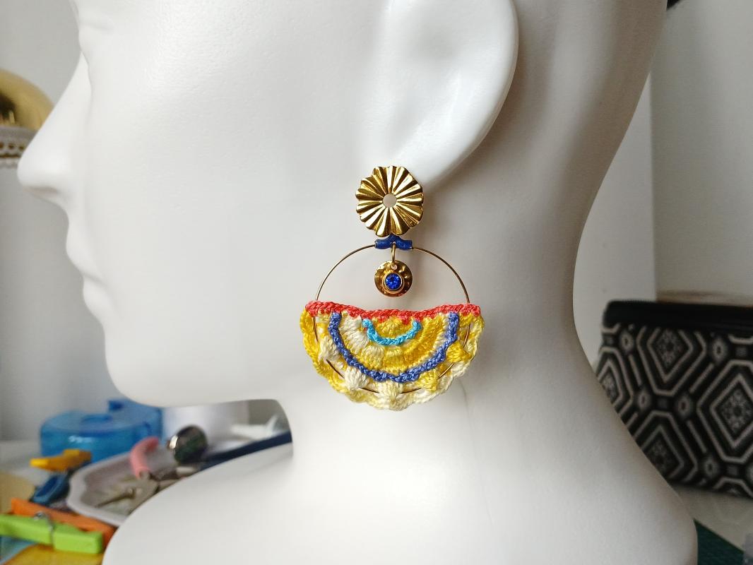 Boucles d'oreilles GARANCE crochet et pampilles