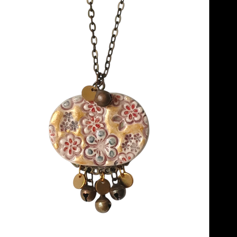 Collier '' Avril '' médaillon céramique 